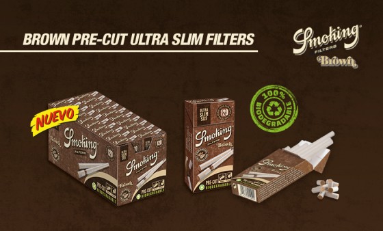 &iexcl;NUEVO SMOKING BROWN PRE-CUT ULTRA SLIM FILTERS!